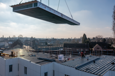 Vue depuis les toits de l'opération EnergieSprong à Wattrelos