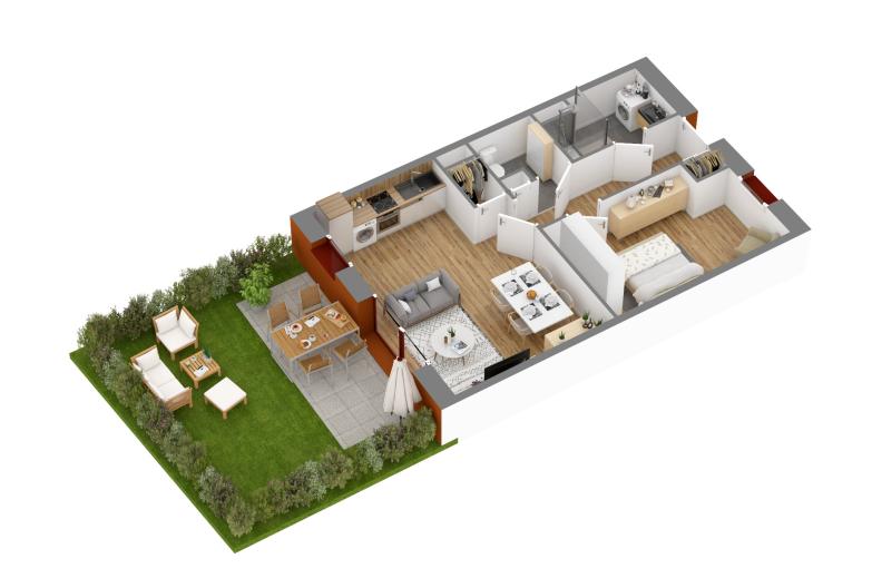 Plan écorché d'un logement du programme Résidence Pollet-Cuvelier à Mouvaux.webp
